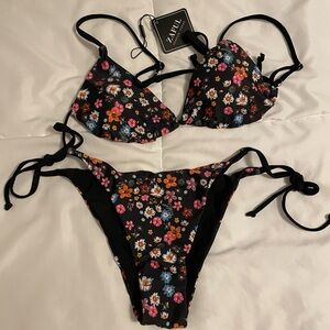 Zaful Black Floral Bikini Swimwear